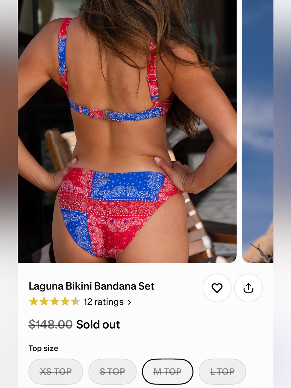 Blue & Red Bandana Print Underwire Bikini - Picture 3 of 4